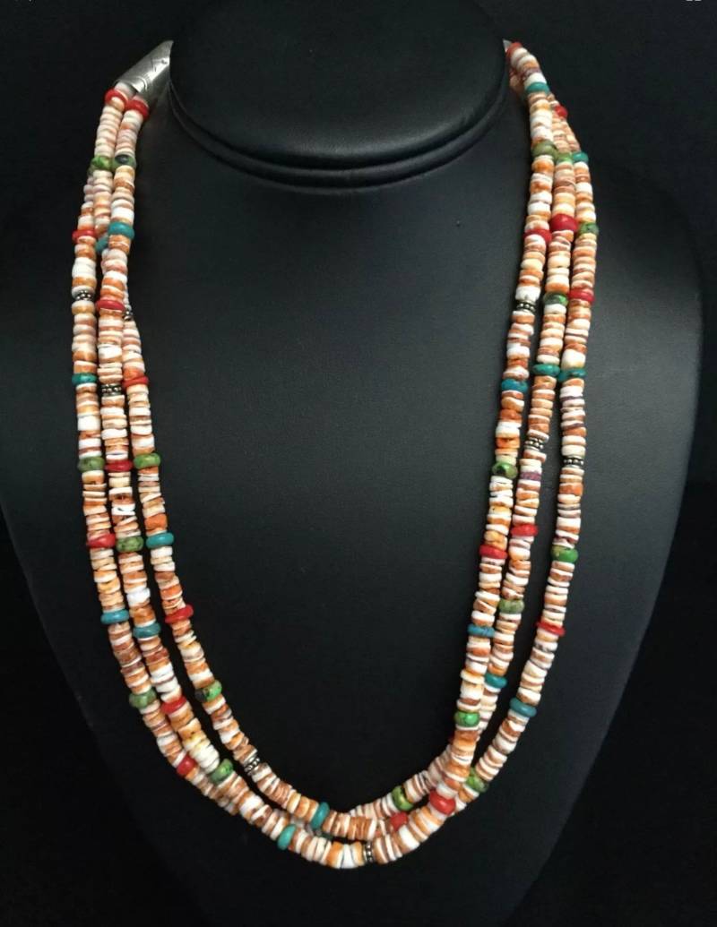 3 Strand Spiny Oyster Sterling Silber Perlenkette von NativeTurquoiseT