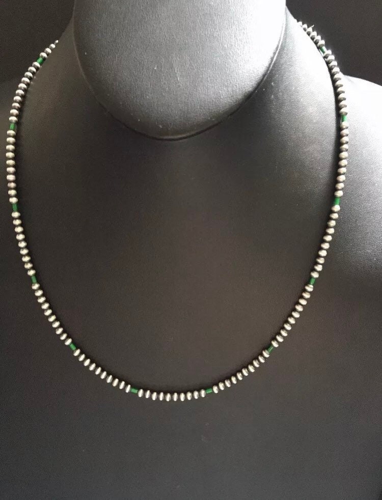 Herren Sterling Silber 4 Mm Perlenkette 24 Zoll von NativeTurquoiseT