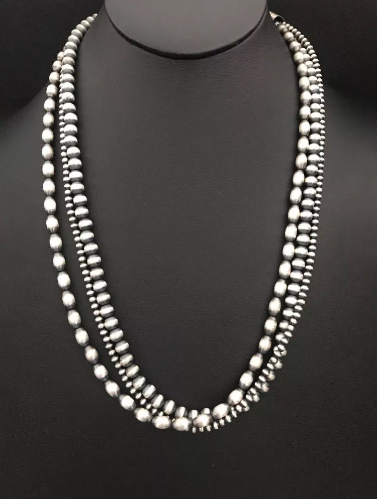 Sterling Silber 3 Strang Perlenkette 66 cm von NativeTurquoiseT