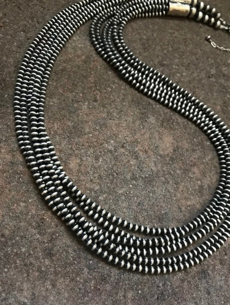 Sterling Silber 4 Mm Multi Strand Perlenkette. 30 Zoll von NativeTurquoiseT