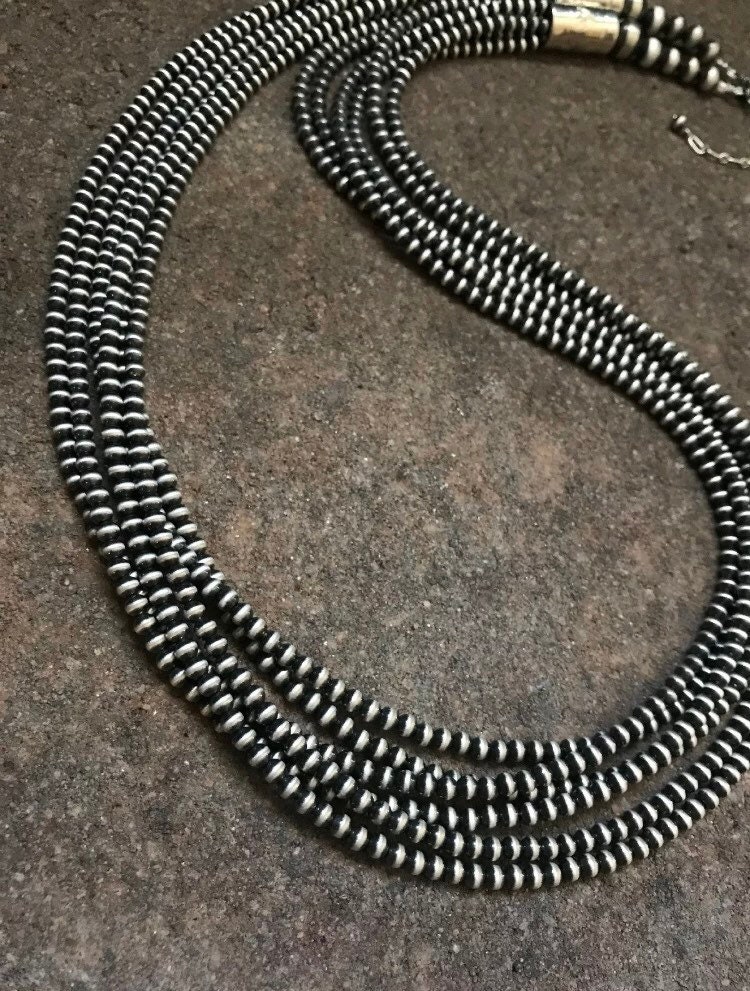 Sterling Silber 4 Mm Multi Strand Perlenkette. 30 Zoll von NativeTurquoiseT