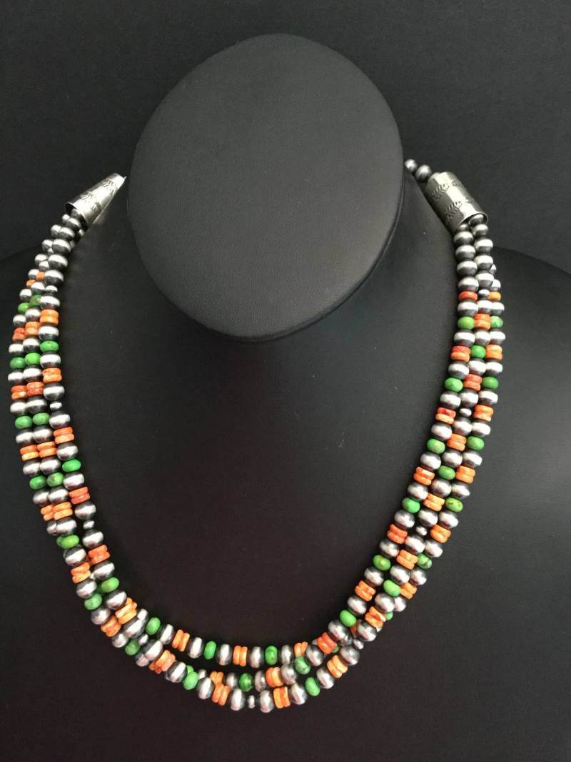 Sterling Silber Multi Stränge Türkis Stacheligen Halskette von NativeTurquoiseT