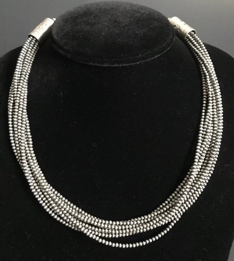 Sterling Silber Multi Strang Halskette 45 cm von NativeTurquoiseT