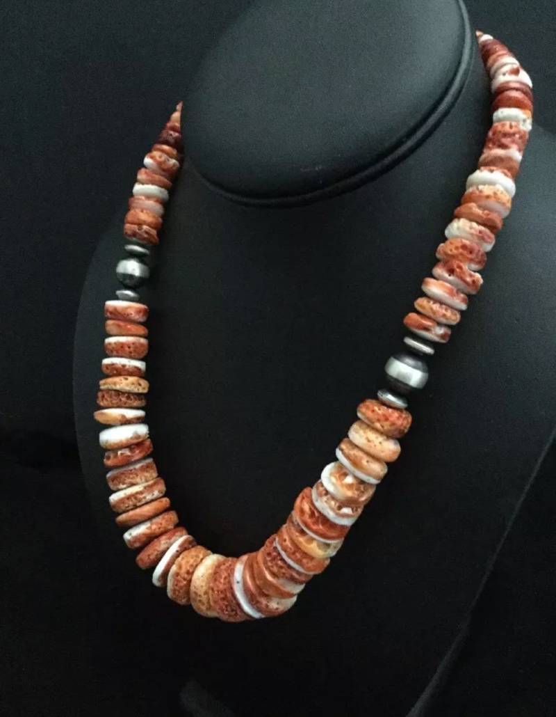 Sterling Silber Orange Stacheligen Auster Perle Halskette 18 Zoll von NativeTurquoiseT