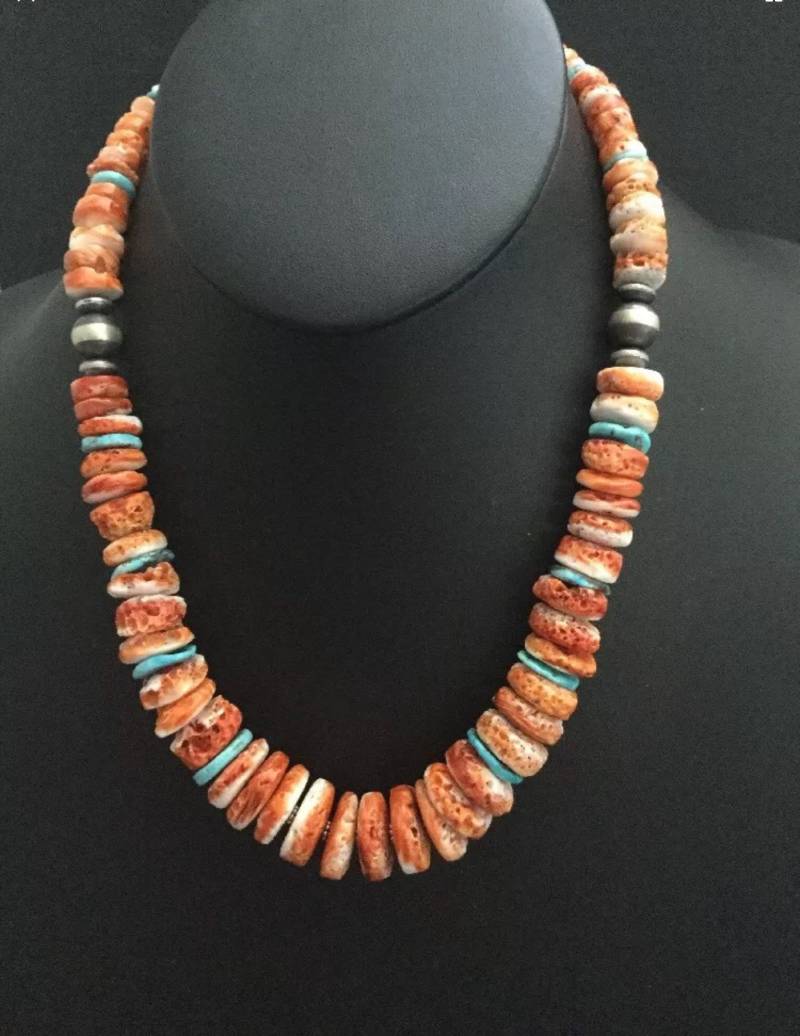 Sterling Silber Orange Stacheligen Auster Perle Halskette 20 Zoll von NativeTurquoiseT