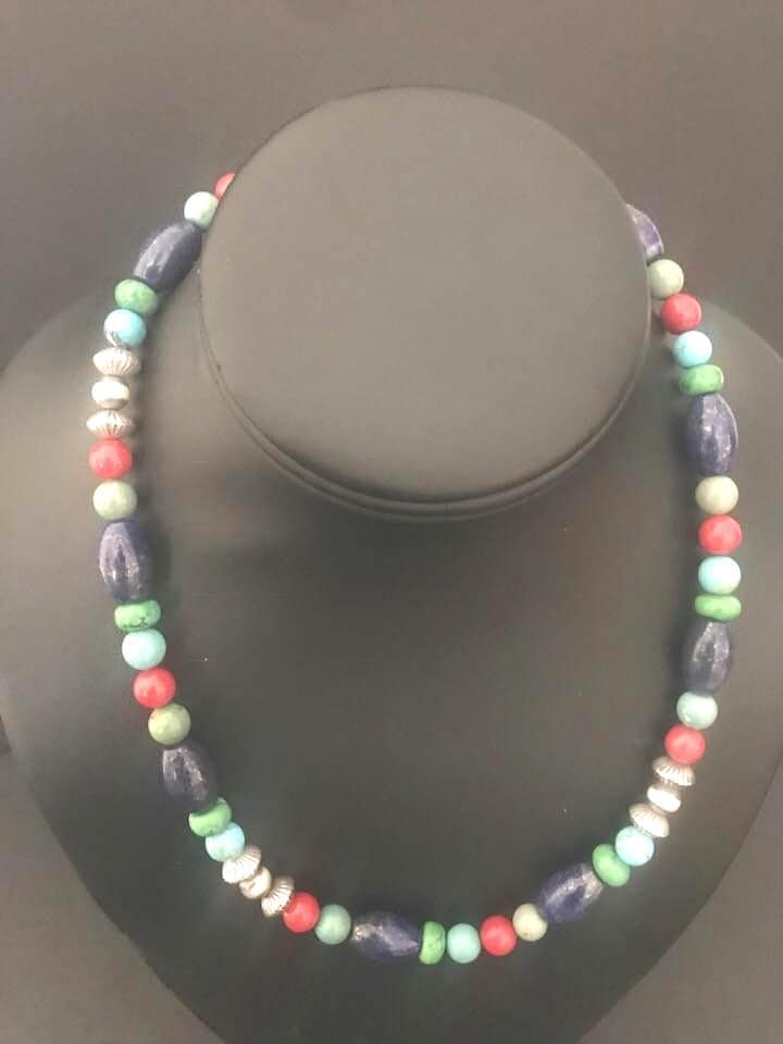 Sterling Silber Türkis, Multi Stein Perlenkette von NativeTurquoiseT