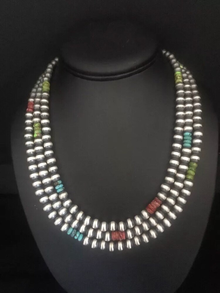 sterling Silber 7 Mm Perlenkette 60 Zoll von NativeTurquoiseT