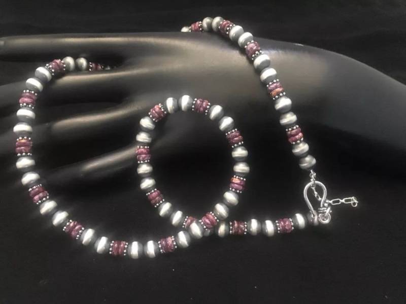 sterling Silber Spiny Oyster Perlenkette von NativeTurquoiseT