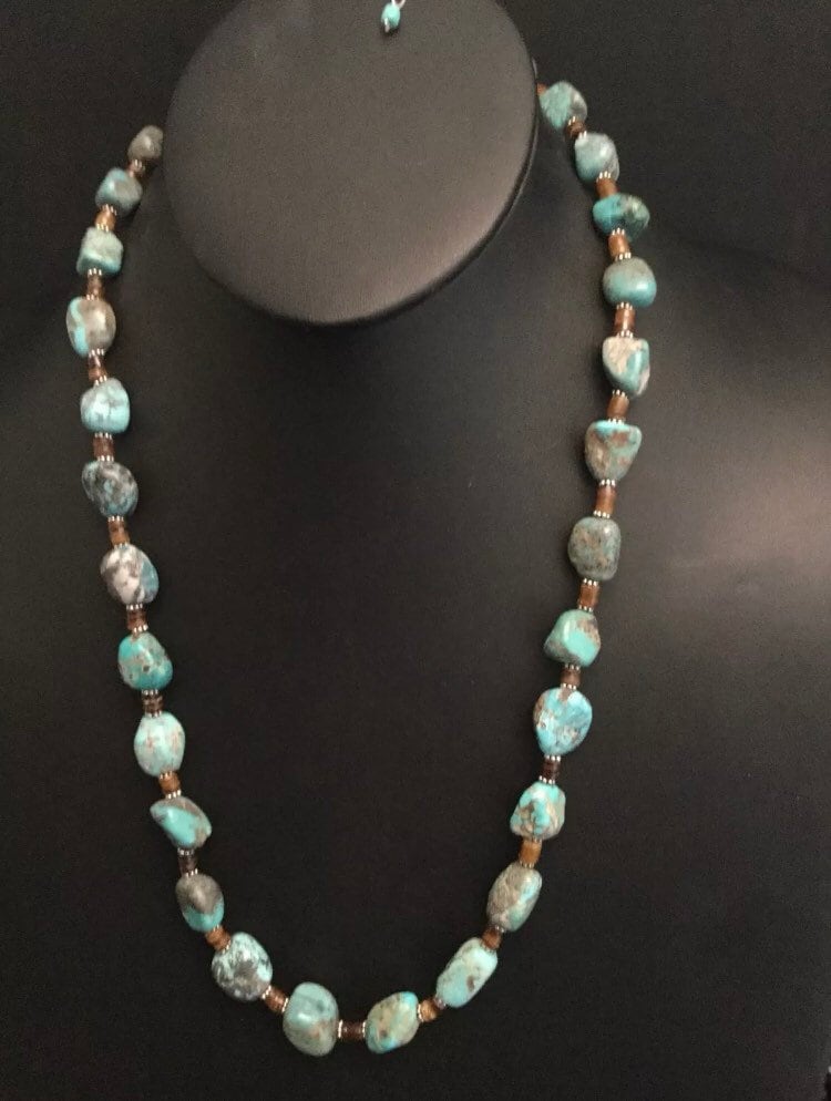 sterling Silber Türkis Perlenkette 24 Zoll von NativeTurquoiseT