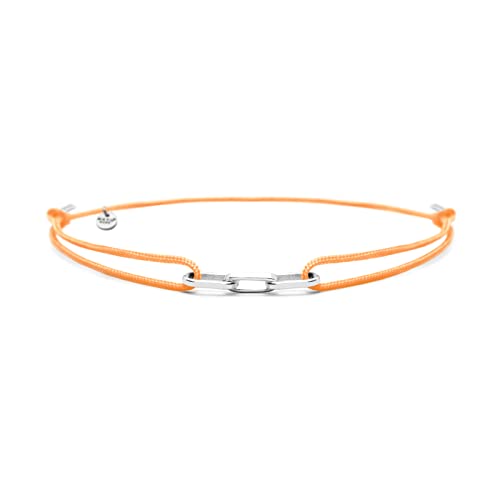 Nato Cuff - 925 Sterling Silber Links Nylonarmband - handgefertigt in Frankreich - verstellbar - Herren und Damenschmuck (Orange) von Nato Cuff