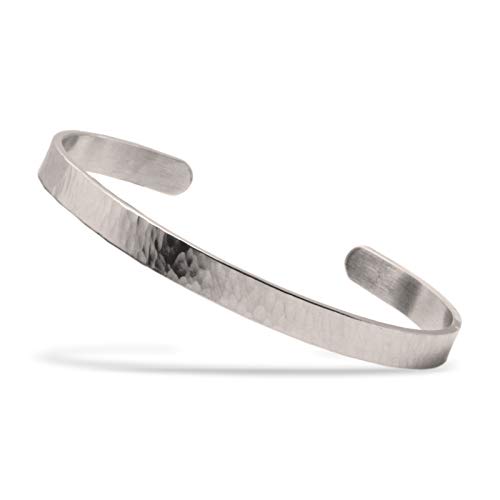 Nato Cuff - Edelstahl Armreif Gehämmert Herren und Damen Schmuck Made in France (Breit) von Nato Cuff
