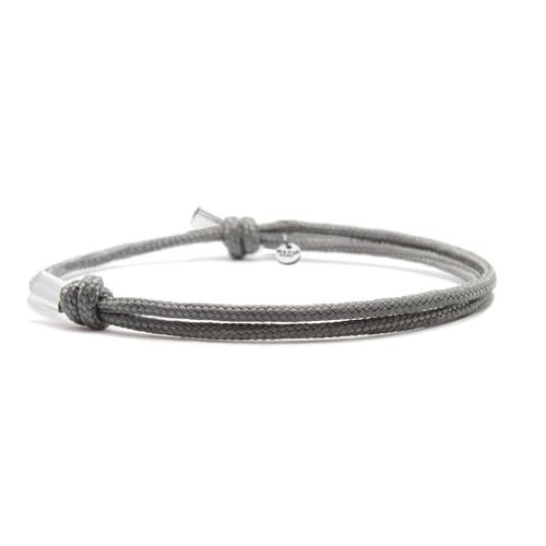 Nato Cuff - Paracord Armband 2mm und Silber 925 - Verstellbares Damen- oder Herrenschmuckstück entworfen und zusammengesetzt in Frankreich (Grau) von Nato Cuff