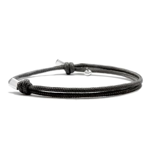 Nato Cuff - Paracord Armband 2mm und Silber 925 - Verstellbares Damen- oder Herrenschmuckstück entworfen und zusammengesetzt in Frankreich (Schwarz) von Nato Cuff