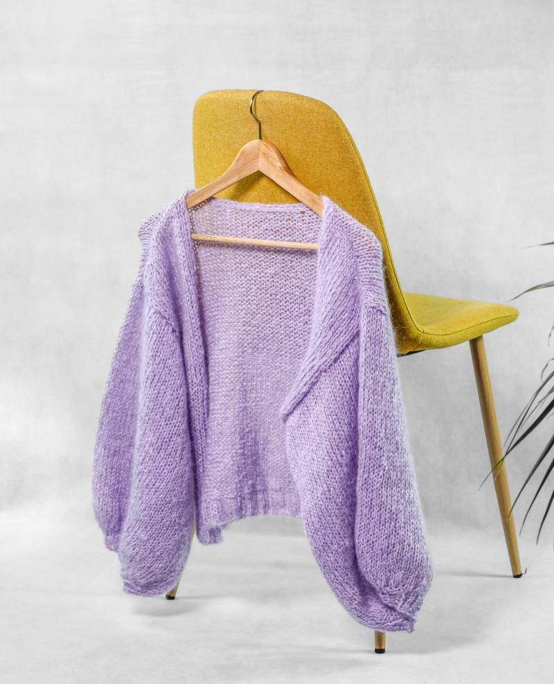 Alpaka Mohair Strickjacke in Flieder Alpaka Mohair Strickjacke in Flieder von NatsukuKnits