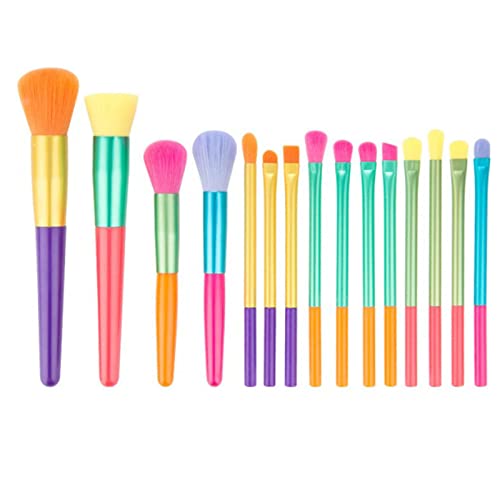 15-teiliges Make-up-Pinsel-Set, Synthetische Borsten, Professionelle Bunte Kosmetikpinsel, Make-up-Werkzeuge Für Foundation-Puder, Lidschatten, Highlight-Concealer von Natudeco