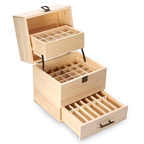 Aufbewahrungsbox Für ätherische Öle aus Holz Mit 59 Fächern, Organizer Für Aromatherapie-Öle, Für Liebhaber ätherischer Öle zu Hause von Natudeco