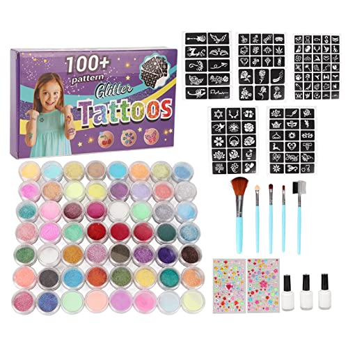 Flash Tattoo Kit Körperbemalung Nagel Pailletten Set 50 Blitze Farbe 6 Nachtlicht Pulver 30 ml Kleber Cosplay Bühne Lidschatten Make-up Pigment von Natudeco