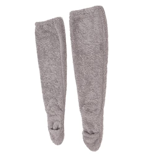 Flauschige Plüsch-Socken über Dem Knie, Klobige Wetter-Schlafstrümpfe, Oberschenkelhohe, Dicke Beinwärmer Für Gemütliche Nächte Am Faulenzen(Grau) von Natudeco