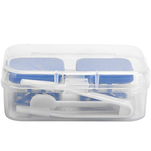 Kontaktlinsenbehälter, tragbare Kunststoffbox für kosmetische Linsen, Reise-Aufbewahrungs-Organizer, Kontaktlinsen-Aufbewahrungsset für harte Kontaktlinsen, weiche Kontaktlinsen(blau) von Natudeco