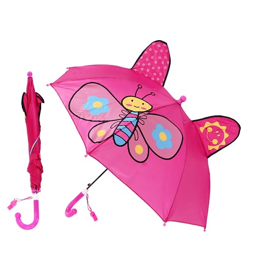 Natudeco Kinder-Regenschirm mit Tiermotiv, niedlicher Kinder-Mini-Regenschirm, leichter Kinder-Regenschirm, Kinder-Regenausrüstung für sonnige, regnerische Tage (rot) von Natudeco