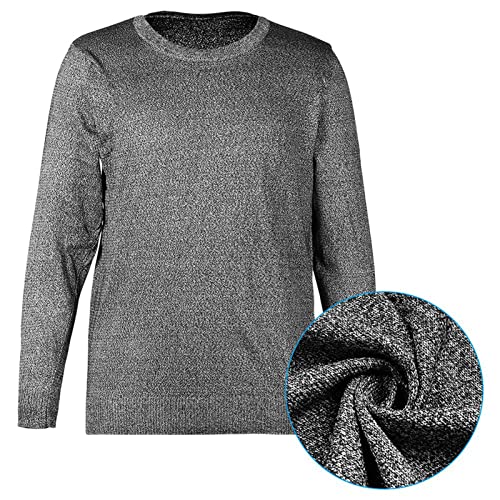 Schnittfeste Kleidung Sicherheitskleidung langärmeliges Hemd Anti-Schlitz-Ausrüstung Level 5-Schutz Schutzausrüstung Rundhals-Oberteil für Industriearbeiter Garten Küche (Rundhals-Langarm XL) von Natudeco
