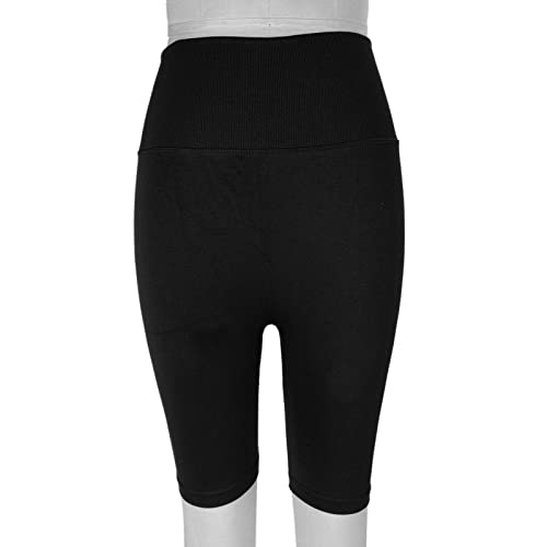 Schwarze Yoga-Shorts mit hoher Taille für Damen, schnell trocknend, weich, dehnbar, atmungsaktiv, Kolbenheber-Shorts für Fitness, sportliches Training, Laufen, Gewichtheben(s) von Natudeco