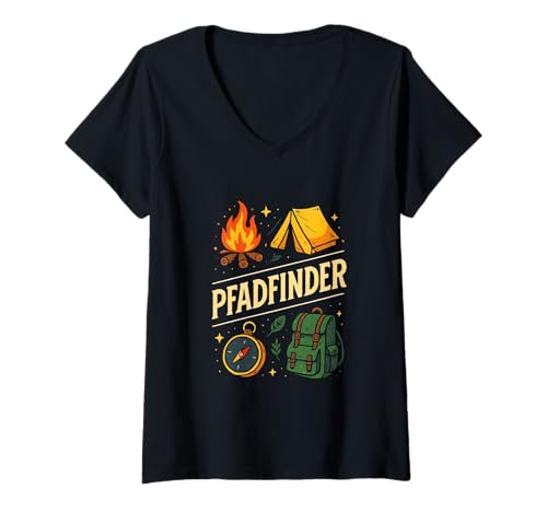 Damen Pfadfinder - Pfadfinder Scout Camping Outdoor T-Shirt mit V-Ausschnitt von Natur Abenteuerlust