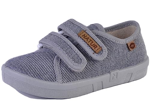 Natur Kinderschuhe Alex flache Slipper Jungen Größe 28 EU Textil grau von Natur