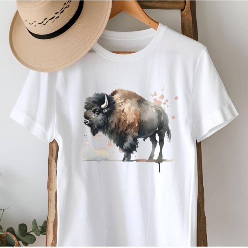 Unisex Premium T-Shirt Bison in Aquarell Bio Fair Wear Unisex Premium T-Shirt Bison in Aquarell Bio Fair Wear von NaturGewandShop
