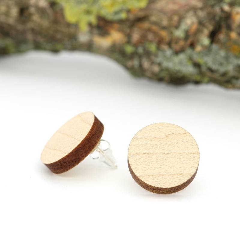 Holzohrringe Ahorn 925 Sterling Silber Ohrstecker Holzschmuck Echtholz Holz Ohrringe Natürlicher Ohrschmuck Unikat von NaturSchatulle