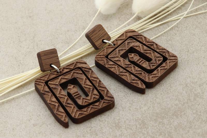 Holzohrringe Boho Schlange Holzschmuck Natürliche Ohrhänger Holz Sterling Silber Ohrringe Damen Ohrschmuck Hängeohrring Echtholz Frauen von NaturSchatulle