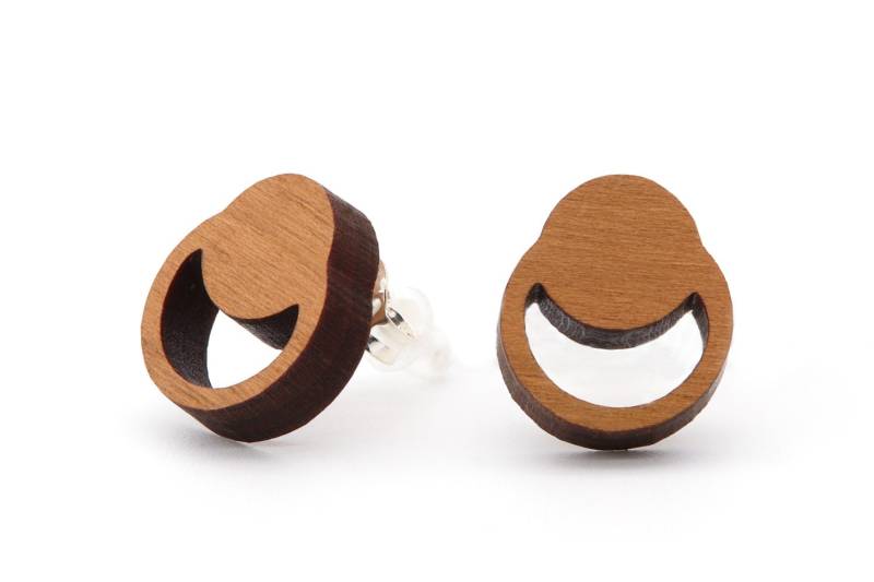 Holzohrringe Doppel Kreis Ohrstecker Sterling Silber Natürlicher Ohrschmuck Holzschmuck Holz Ohrringe Geschenkidee Accessoires Frauen Damen von NaturSchatulle