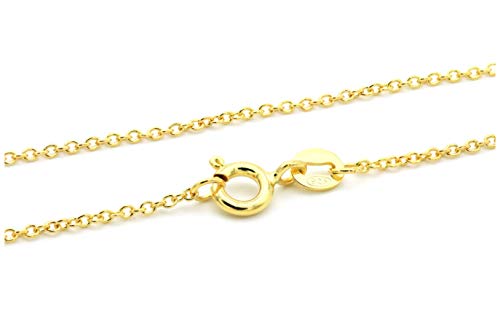 NaturSchatulle Feine Silberkette Gold 925 Sterling Silber 40-80cm Halskette ohne Anhänger Damen 1,2mm Ankerkette Ringverschluss Panzerkette (55cm) von NaturSchatulle