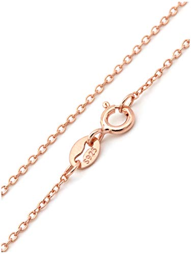 NaturSchatulle Feine Silberkette Rosegold 925 Sterling Silber 40-80cm Halskette ohne Anhänger Damen 1,2mm Ankerkette Ringverschluss Panzerkette (80cm) von NaturSchatulle