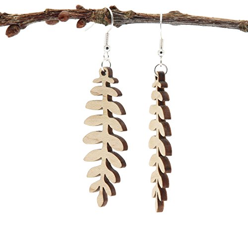 NaturSchatulle Holzohrringe Holzschmuck Eschenblatt Ahorn I natürliche Ohrhänger Holz 925 Sterling Silber Ohrringe Damen Ohrschmuck von NaturSchatulle