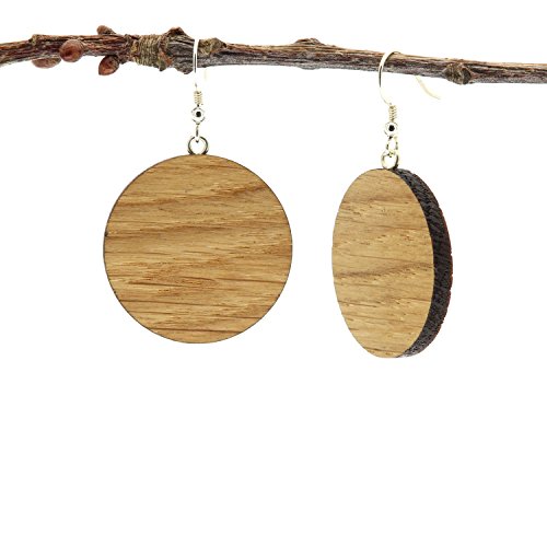 NaturSchatulle Holzohrringe Holzschmuck Kira Eiche I natürliche Ohrhänger Holz 925 Sterling Silber Ohrringe Damen Ohrschmuck von NaturSchatulle