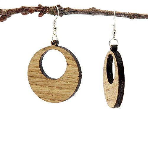 NaturSchatulle Holzschmuck Holzohrringe Moni Eiche I natürliche Ohrhänger 925 Sterling Silber Ohrringe Holz Damen Ohrschmuck von NaturSchatulle