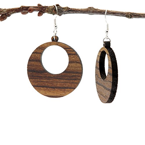 NaturSchatulle Holzschmuck Holzohrringe Moni Zebrano I natürliche Ohrhänger 925 Sterling Silber Ohrringe Holz Damen Ohrschmuck von NaturSchatulle