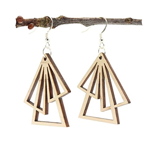 NaturSchatulle Holzschmuck Holzohrringe Triangle Ahorn I natürliche Ohrhänger 925 Sterling Silber Ohrringe Holz Damen Ohrschmuck von NaturSchatulle