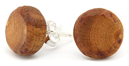 NaturSchatulle Holzschmuck Ohrringe Damen Holzohrringe Stecker Pflaumenholz 12mm I Natürliche Holz Ohrstecker Schmuck 925 Silber von NaturSchatulle