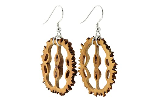 NaturSchatulle Holzschmuck Ohrringe Damen Schwarznuss Ohrhänger Naturzauber Holzohrringe 925 Silber Schmuck Holz von NaturSchatulle