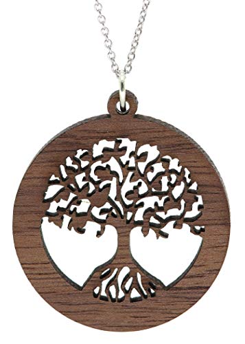 NaturSchatulle Kette mit Anhänger Lebensbaum Holz I Halskette Holzanhänger Baum des Lebens Silber 925 Halskette Damen Kettenanhänger Holz Holzschmuck Charms 50cm von NaturSchatulle