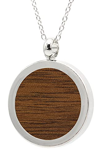 NaturSchatulle Kette mit Anhänger Holz Natur Halskette Holzanhänger Medaillon Silber 925 Damen Kettenanhänger Amulett Holzschmuck Charms 50cm von NaturSchatulle