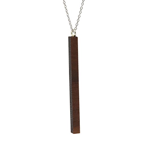 NaturSchatulle Kette mit Anhänger Stabform Holz 45cm Halskette Holzanhänger Holzstab Silber 925 Kette Damen Kettenanhänger Holzschmuck Charms von NaturSchatulle