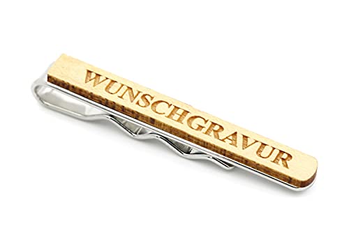 NaturSchatulle Krawattennadel Holz Ahorn Personalisierte Krawattenklammer 5cm Edelstahl Herren Krawatten Clip Tie Bar Hochzeit Business Bräutigam von NaturSchatulle