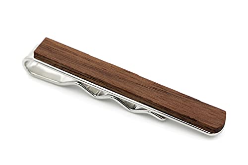 NaturSchatulle Krawattennadel Holz Nussbaum 5cm Krawattenklammer Edelstahl Herren Krawatten Clip Tie Bar Hochzeit Business Bräutigam von NaturSchatulle