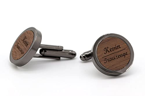 NaturSchatulle Manschettenknöpfe Herren Holz Gravur Individuell Trauzeuge 1 Paar Schwarz Manschettenknopf Rund Hochzeit Anzug Männer Cufflinks for Men NaturSchatulle Manschettenknöpfe Herren Holz Gravur Individuell Trauzeuge 1 Paar Schwarz Manschettenknopf Rund Hochzeit Anzug Männer Cufflinks for Men von NaturSchatulle