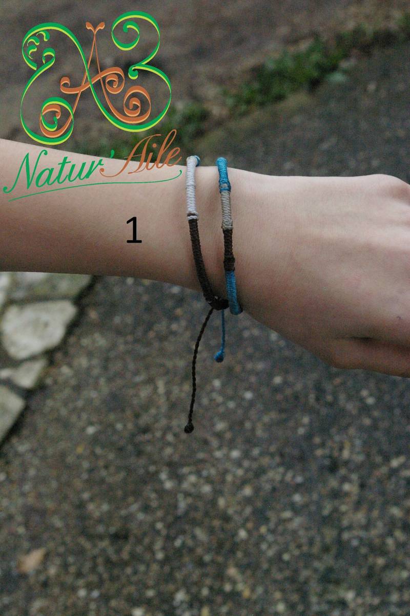 Armband Multicolor Doppel N 1 Braun Blau Weiss #armband#dreads#boho#macramé#schmuck#unique#hochzeit#liebe#schiebeverschluss#accessoires von Naturaile