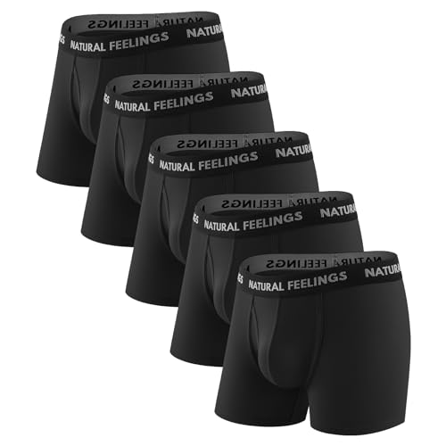 Natural Feelings 5er Bambus Viskose Boxershorts Herren Unterhosen Männer Atmungsaktiv Stretch Herren Unterhosen mit Eingriff, S, Schwarz von Natural Feelings