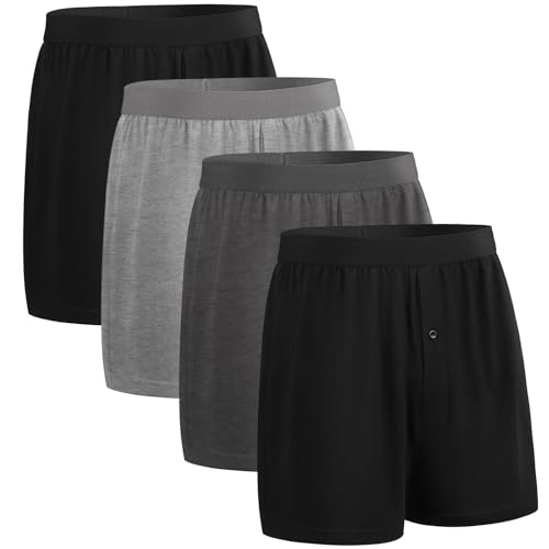 Natural Feelings Bambus Boxershorts Herren Unterhosen Männer Unterwäsche Atmungsaktive Weit Unterhose 4er Pack M,A:Bambus Boxershorts-Schwarz/Grau von Natural Feelings